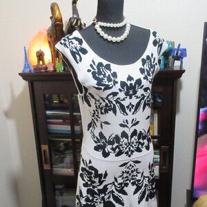 Ombre White and Pink Dress with Black Filigree design